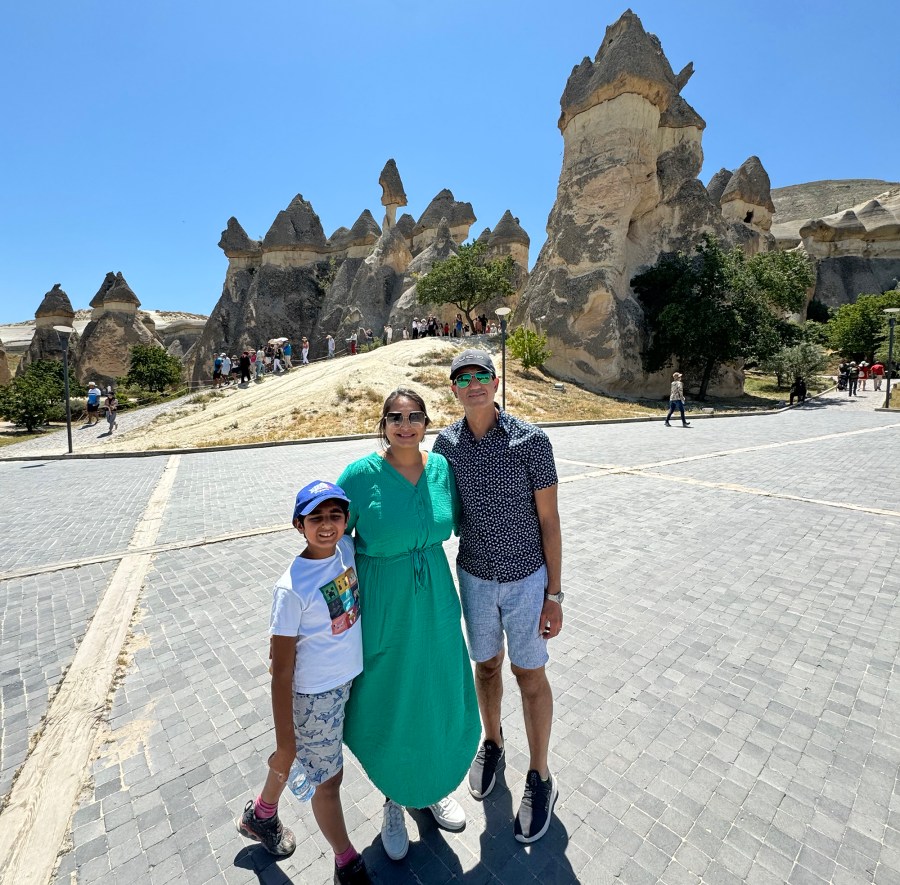 Author Ruchika Malhotra with her husband and son.