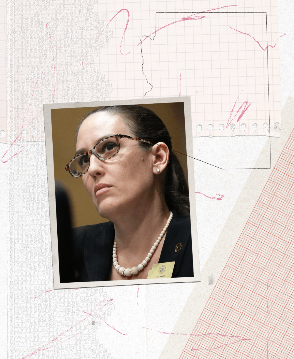 Photo collage of Arizona lawmaker Eva Burch, the state of Arizona