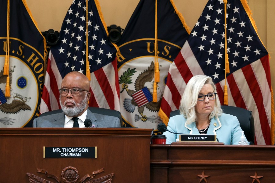 Bennie Thompson and Liz Cheney listening during the hearing