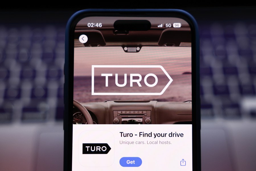The Turo app on a phone. 