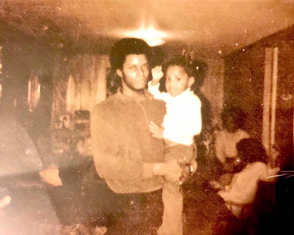 Five year old Stephanie McKee with her father Wilfret McKee on his college break.