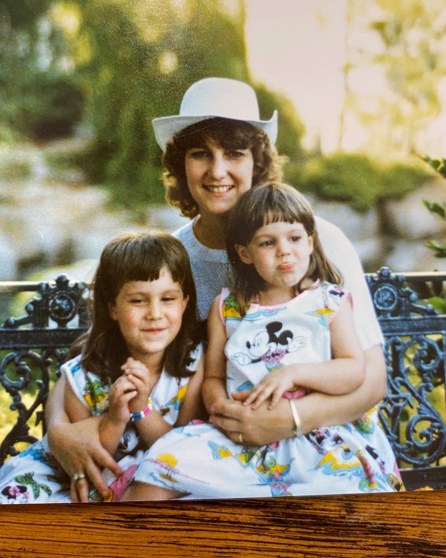 Skye Perryman as a child, left, with her sister and mother.