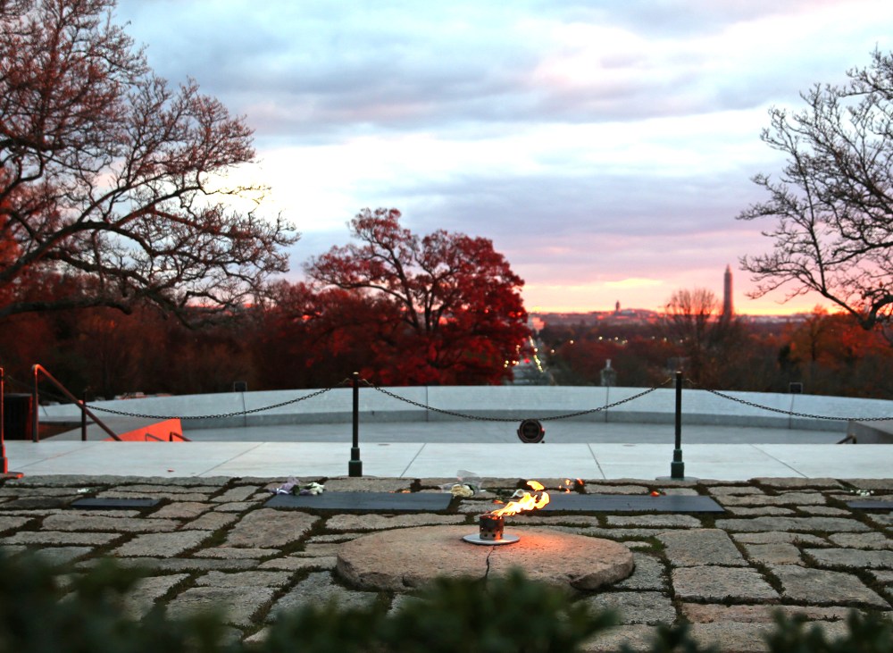 Eternal Flame Burns At JFK's Gravesite In Arlington National Cemetery