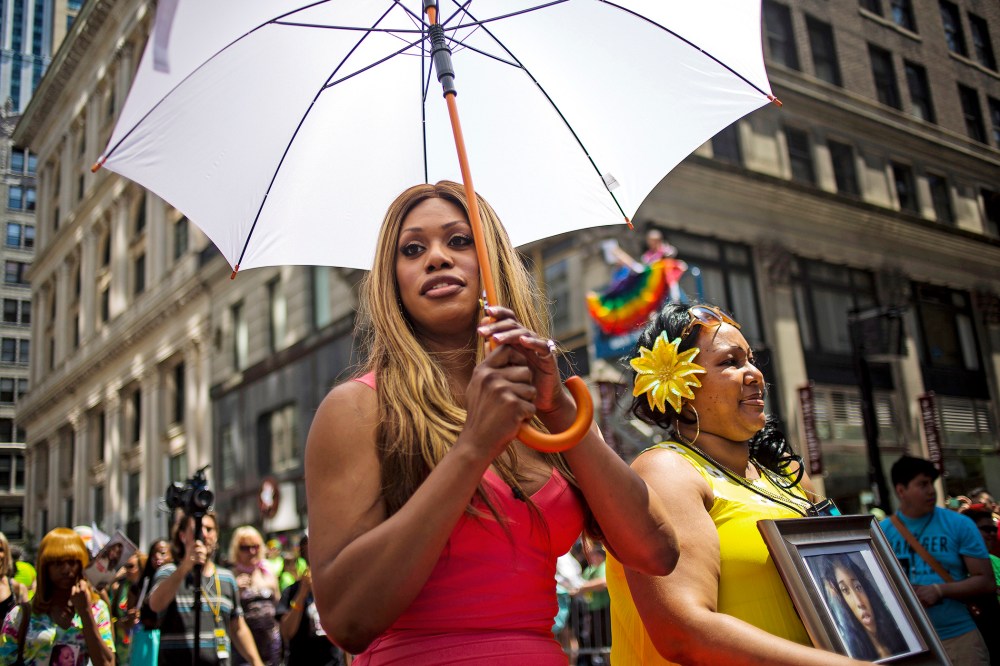 Laverne Cox at the 2014 Gay Pride March on June 29, 2014 in New York City. (Photo by Eric Thayer/Getty)