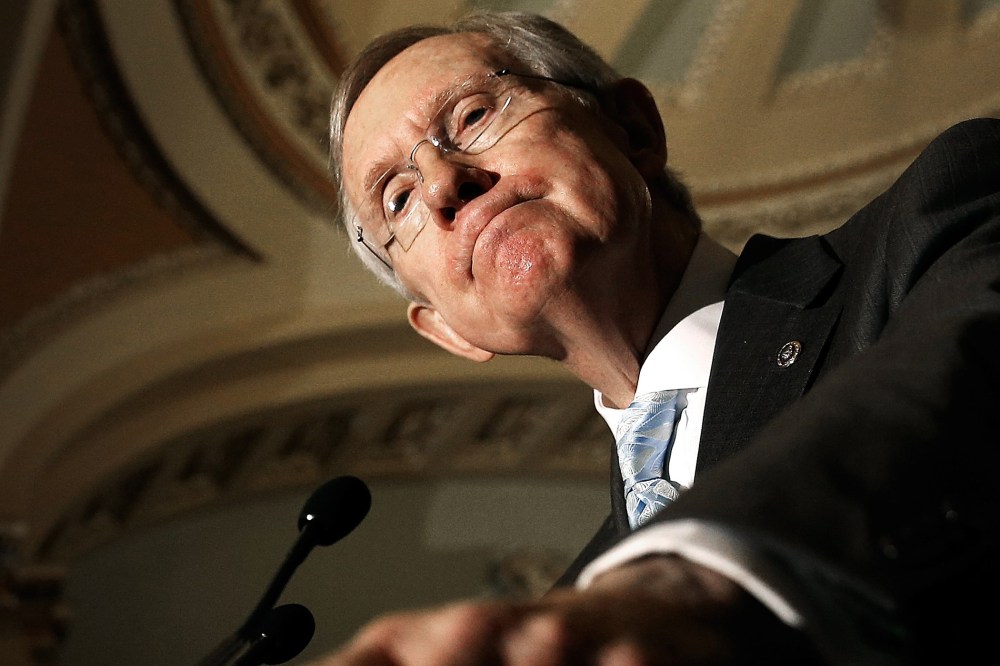 Senate Majority Leader Harry Reid speaks at a press conference, July 15, 2014 at the U.S. Capitol in Washington, DC.