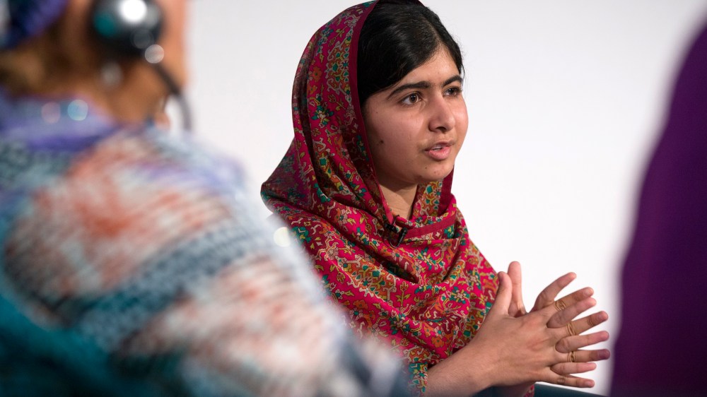 Pakistani rights activist Malala Yousafzai speaks at the 'Girl Summit 2014' in Walworth Academy on July 22, 2014 in London, England. (Oli Scarff/Getty)