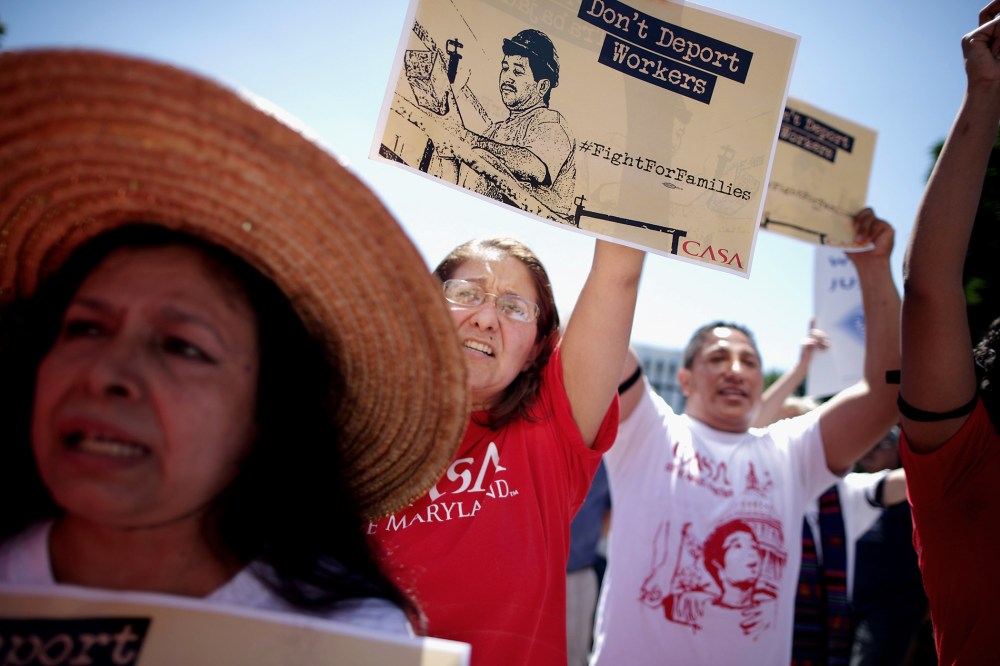 More than 300 demonstrators march from the Immigration and Customs Enforcement headquarters to the White House to demand that President Barack Obama halt deportations Aug. 28, 2014 in Washington, DC. (Chip Somodevilla/Getty)