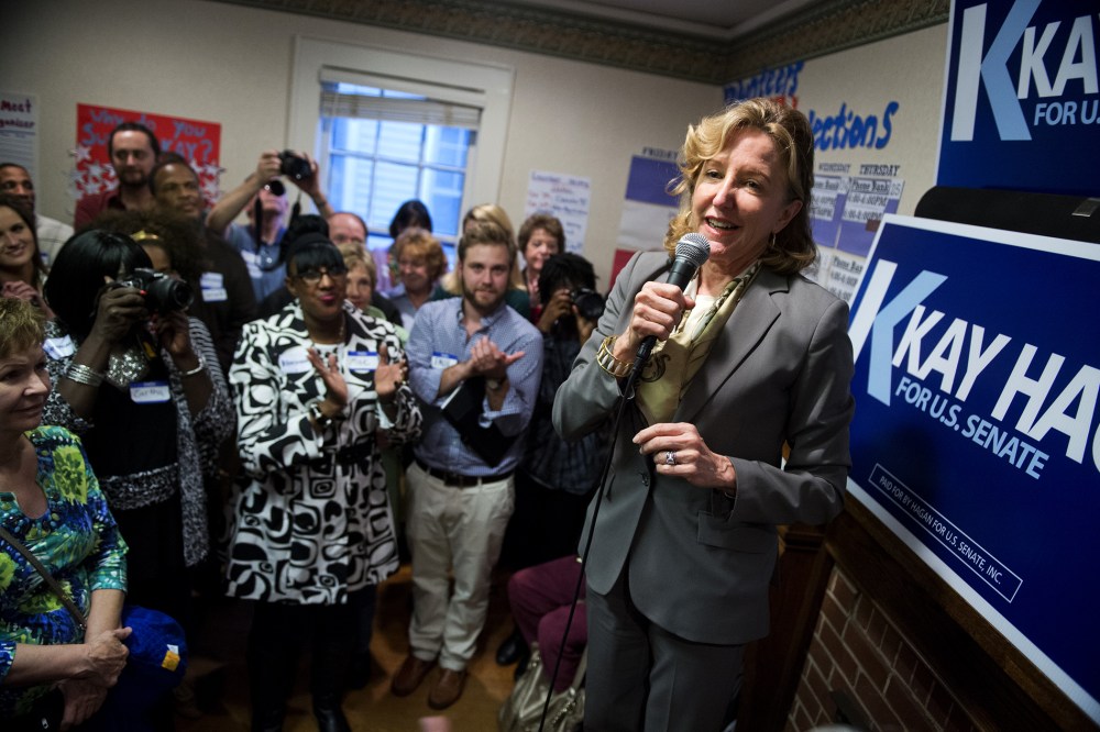 Sen. Kay Hagan, D-N.C., speaks at an event with volunteers and supporters at a campaign office in Statesville, N.C., on Sept. 24, 2014.