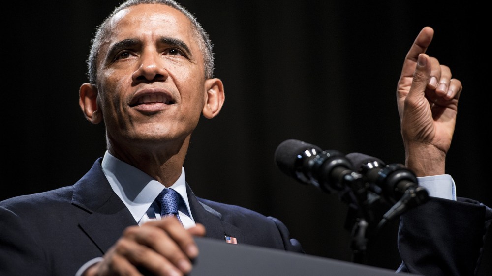 President Barack Obama speaks at an event on Oct. 2, 2014 in Evanston, Ill. (Photo by Brendan Smialowski/AFP/Getty)