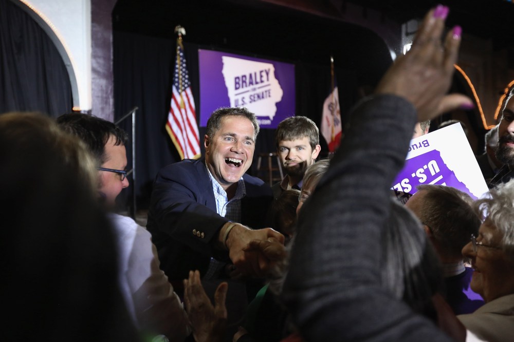 U.S. Senate Democratic candidate Rep. Bruce Braley greets supporters during a fundraising event at the Electric Park Ballroom on Nov. 1, 2014 in Waterloo, Iowa. (Chip Somodevilla/Getty)
