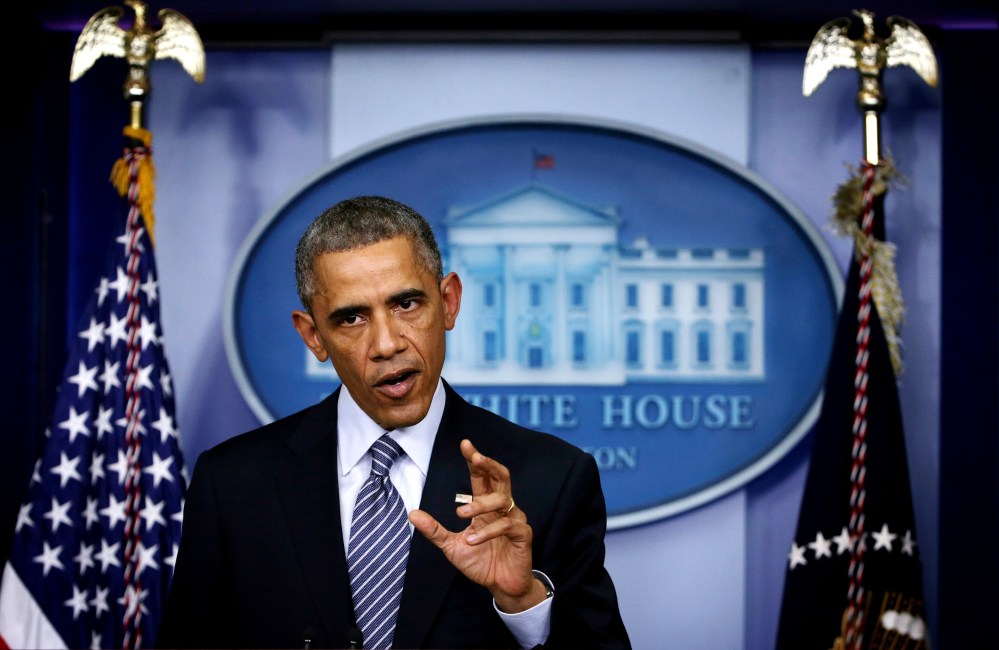 President Barack Obama makes a statement at the James Brady Press Briefing Room of the White House Nov. 24, 2014 in Washington, DC.