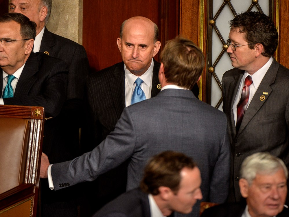 Rep. Louis Gohmert(R-TX), makes a face while listening to votes for House Speaker, which he was a candidate for, on opening day of the 114th Congress, on Jan. 06, 2015 in Washington, DC.