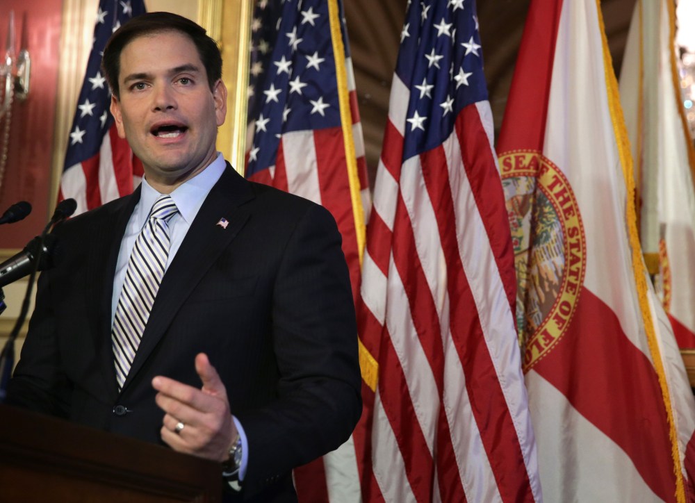 Sen. Marco Rubio (R-FL) addresses an event held by the American Enterprise Institute for Public Policy Research (AEI) January 8, 2014 at the U.S. Capitol in Washington, D.C.