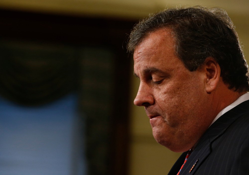 New Jersey Gov. Chris Christie speaks about his knowledge of a traffic study that snarled traffic at the George Washington Bridge during a news conference on January 9, 2014 at the Statehouse in Trenton, New Jersey.
