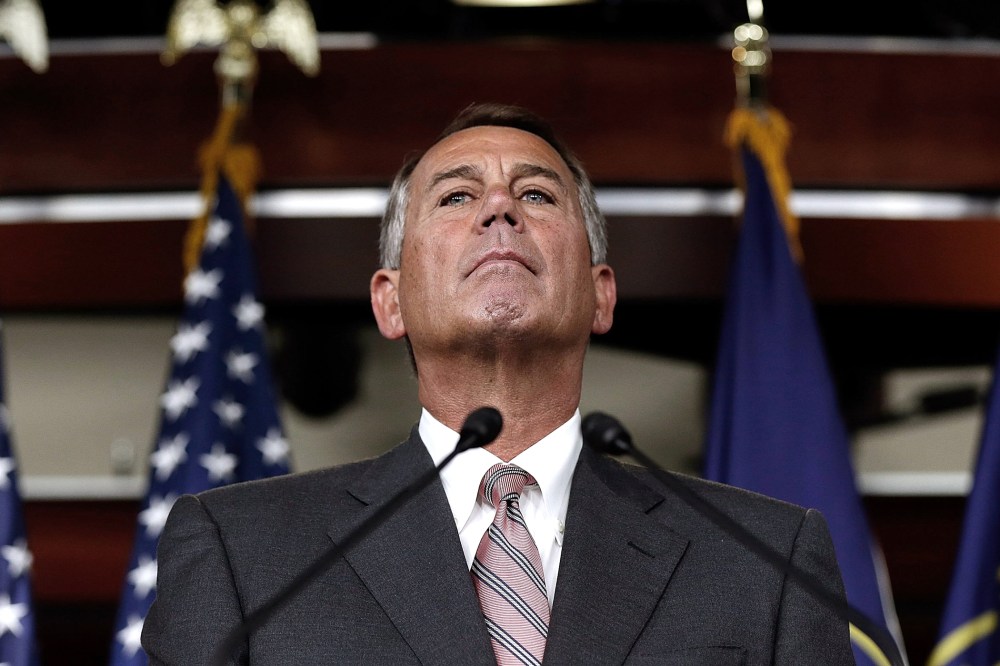 U.S. Speaker of the House John Boehner (R-OH) answers questions during his weekly press conference Jan. 9, 2014.