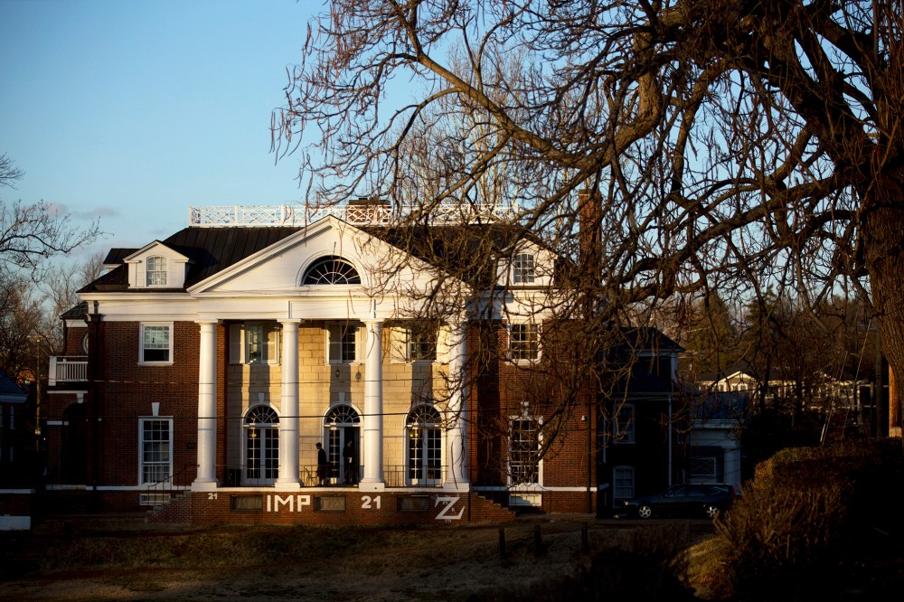 The Phi Kappa Psi fraternity stands next to the University of Virginia (UVA) campus in Charlottesville, Va., on Jan. 16, 2015. (Photo by Andrew Harrer/Bloomberg/Getty)