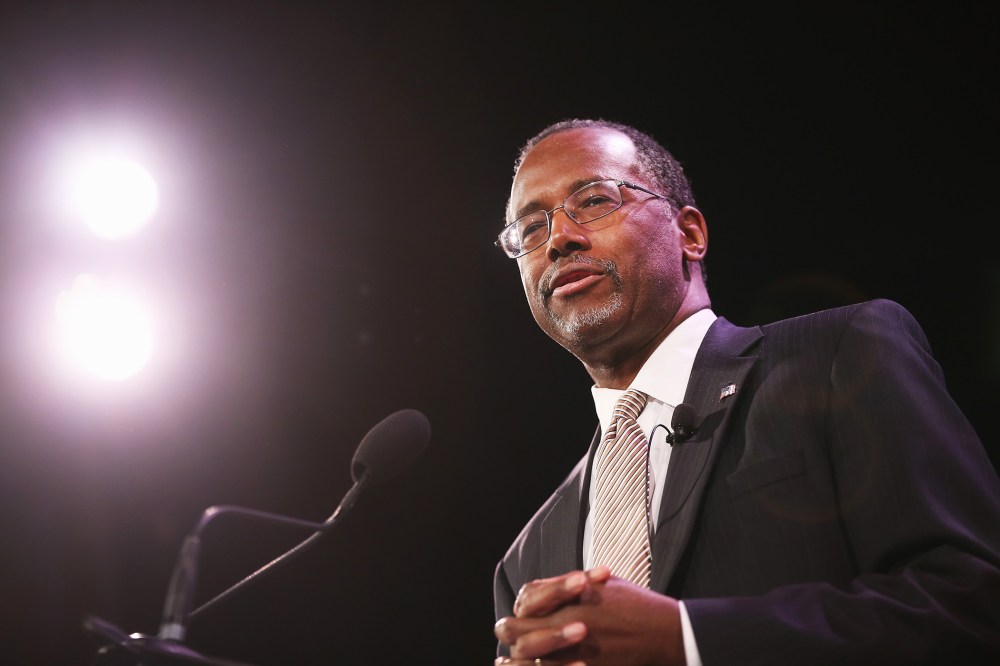 Dr. Ben Carson speaks to guests at the Iowa Freedom Summit on January 24, 2015 in Des Moines, Iowa. (Photo by Scott Olson/Getty)