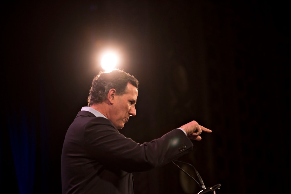 Rick Santorum speaks during the Iowa Freedom Summit in Des Moines, Ia., Jan. 24, 2015. (Photo by Daniel Acker/Bloomberg/Getty)