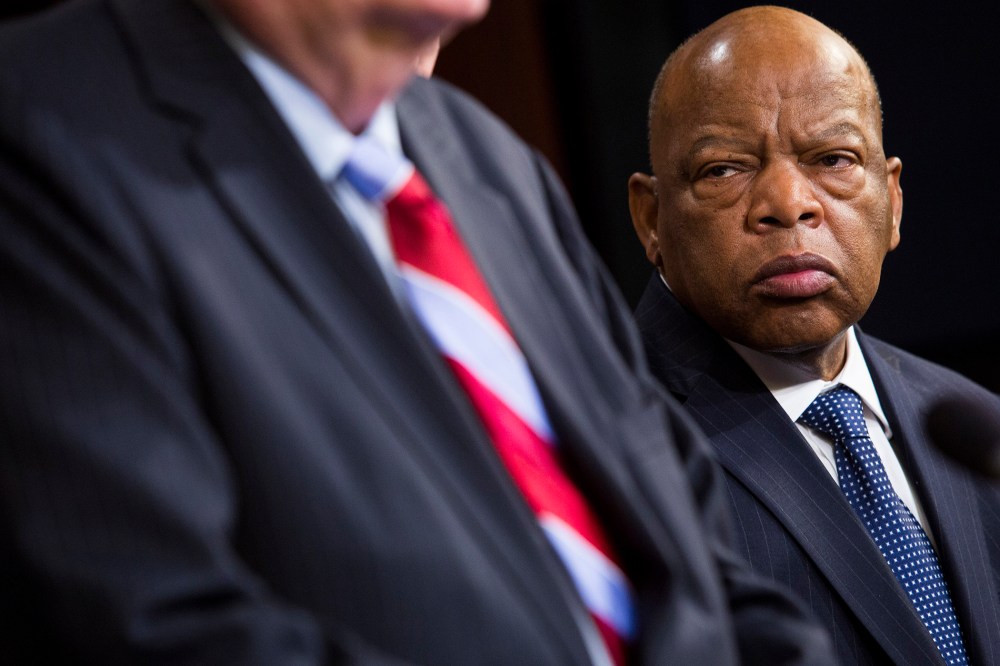 U.S. Rep. John Lewis (D-GA) looks on during a news conference on Capitol Hill, on Jan. 16, 2014 in Washington, DC.