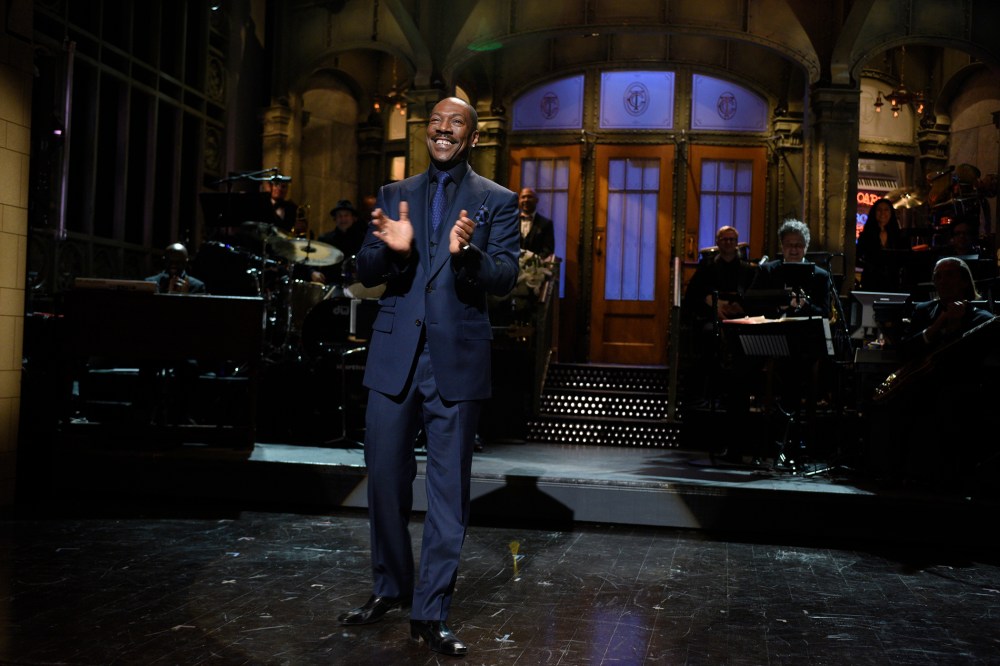Eddie Murphy on Feb. 15, 2015 at the Saturday Night Live 40th Anniversary Special. (Photo by Dana Edelson/NBC/NBCU Photo Bank/Getty)