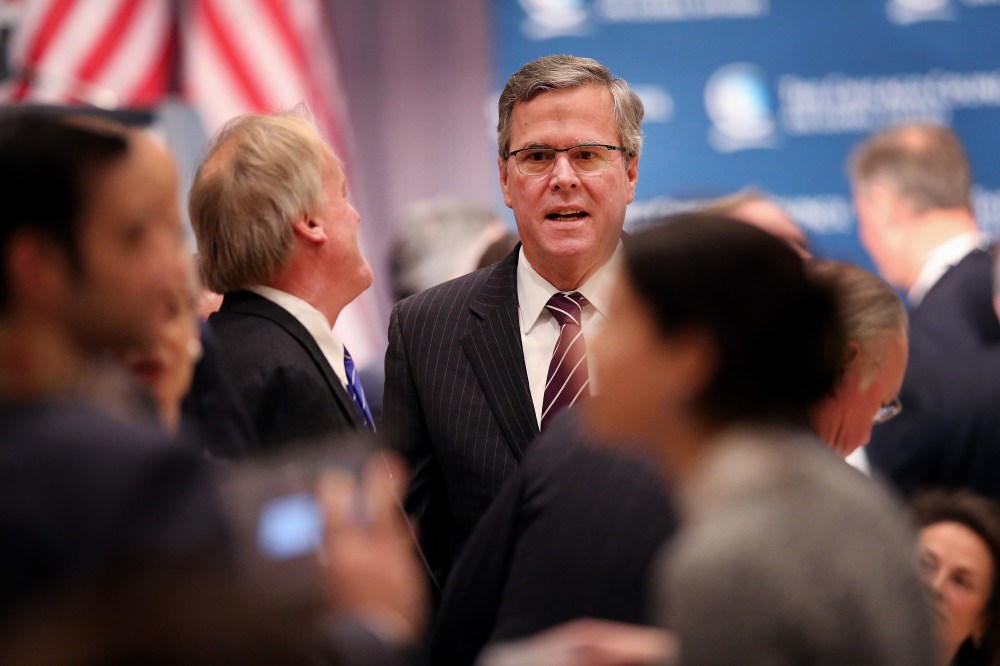 Former Florida Governor Jeb Bush speaks to guests at a luncheon hosted by the Chicago Council on Global Affairs on Feb. 18, 2015 in Chicago, Ill. (Photo by Scott Olson/Getty)
