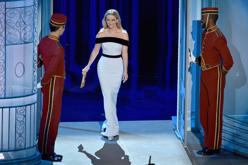 Actress Reese Witherspoon presents onstage during the 87th Annual Academy Awards at Dolby Theatre on Feb. 22, 2015 in Hollywood, Calif. (Photo by Kevin Winter/Getty)