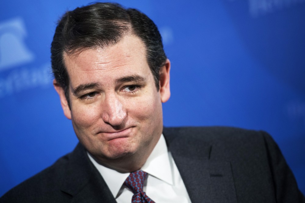 US Senator Ted Cruz waits to speak at the Heritage Foundation, January 28, 2014.