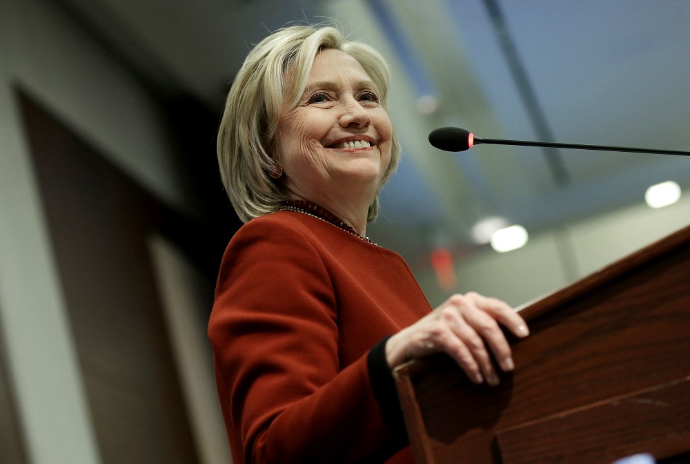 Former US Secretary of State Hillary Clinton speaks at an award ceremony for the 2015 Toner Prize for Excellence in Political Reporting March 23, 2015 in Washington, DC. (Photo by Win McNamee/Getty)