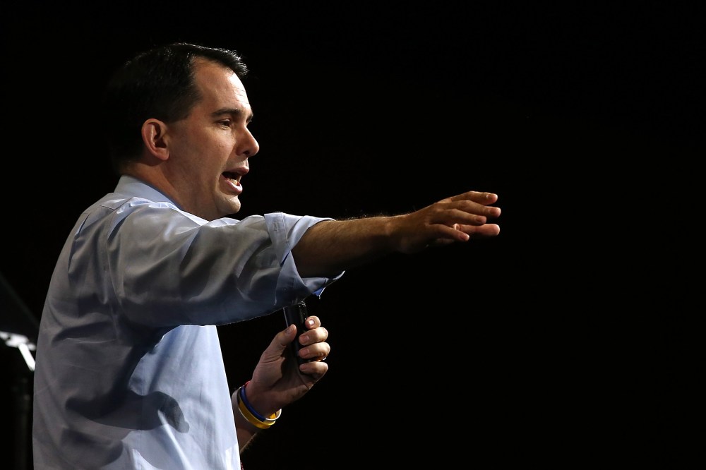 Wisconsin Gov. Scott Walker speaks during the NRA-ILA Leadership Forum at the 2015 NRA Annual Meeting & Exhibits on April 10, 2015 in Nashville, Tenn. (Photo by Justin Sullivan/Getty)