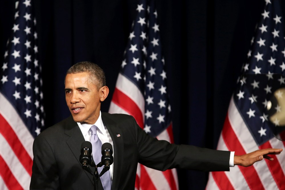 President Barack Obama delivers remarks during the Democratic National Committee's Winter Meeting, Feb. 28, 2014 in Washington, DC.