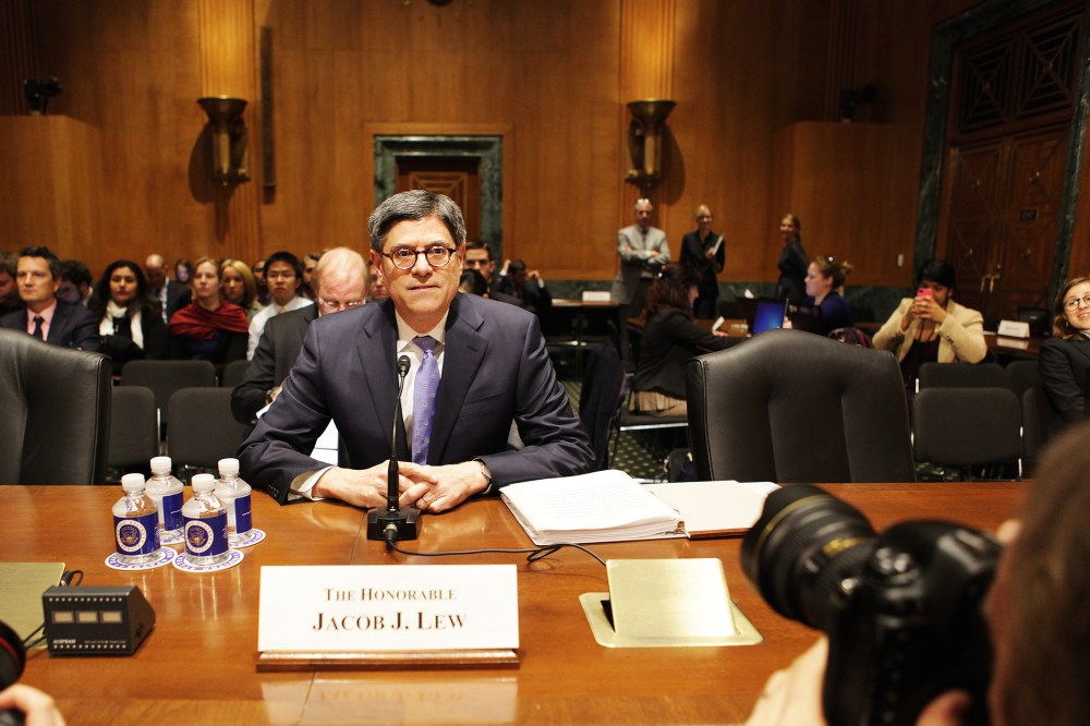 U.S. Treasury Secretary Jack Lew holds a press conference to state President Obama's fiscal 2015 federal budget, March 5, 2014.