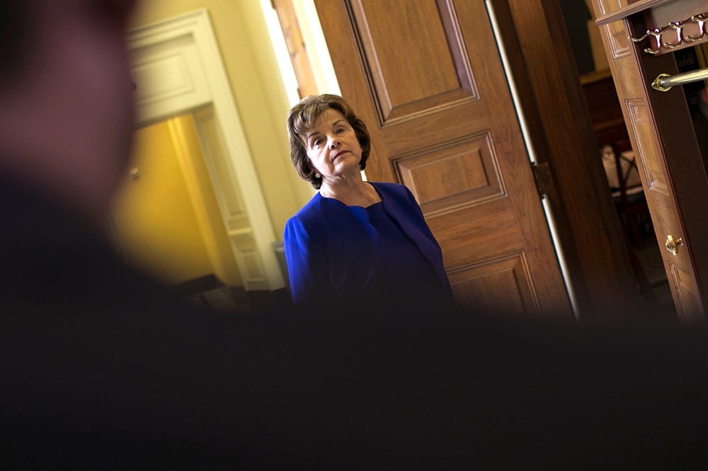 Sen. Dianne Feinstein (D-CA) speaks with reporters, Mar. 11, 2014.