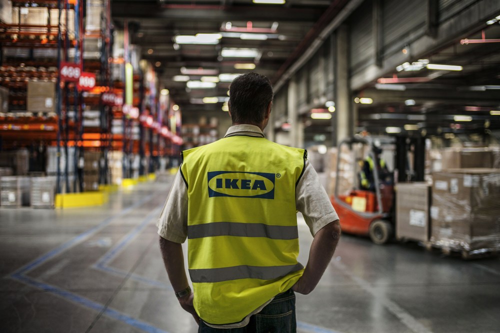An employee is at work at a warehouse of world's largest furniture retailer Ikea, on March 18, 2014.