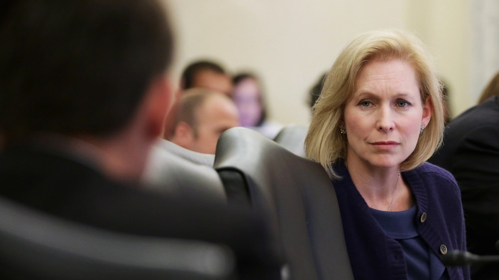 ]Sen. Kristen Gillibrand listens to testimony in the Russell Senate Office Building May 13, 2014 in Washington, DC.