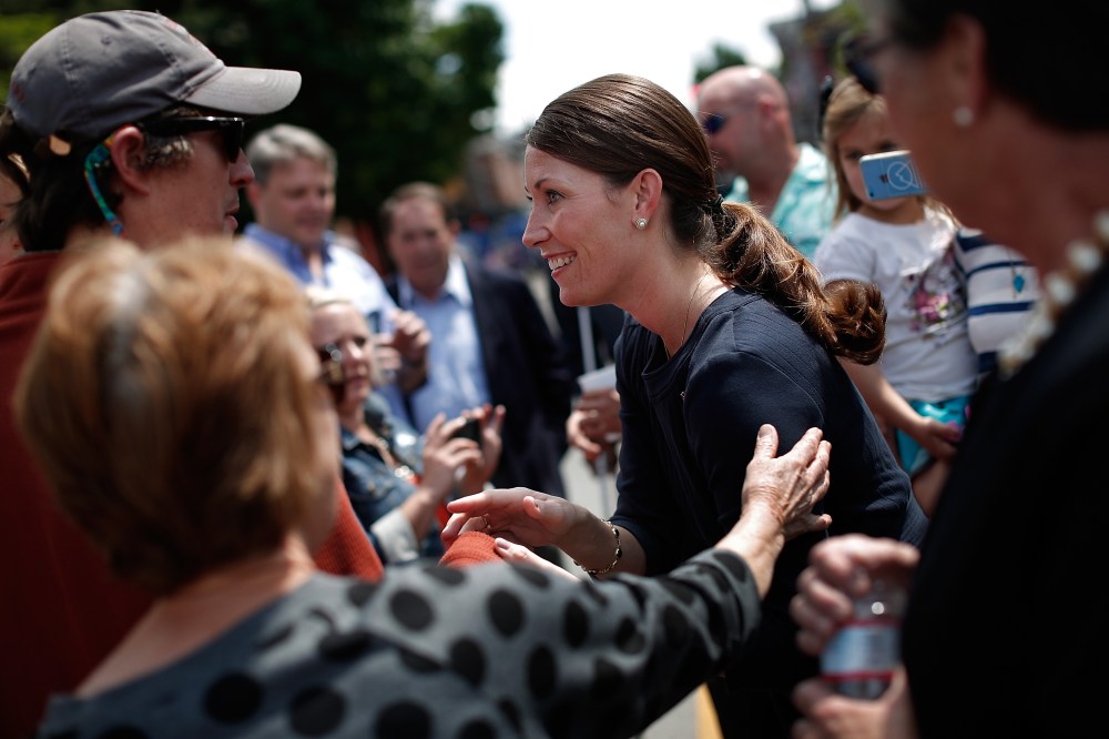 U.S. Senate candidate and Kentucky Secretary of State Alison Lundergan Grimes (D-KY) campaigns in advance of the state's Democratic primary, May 18, 2014.