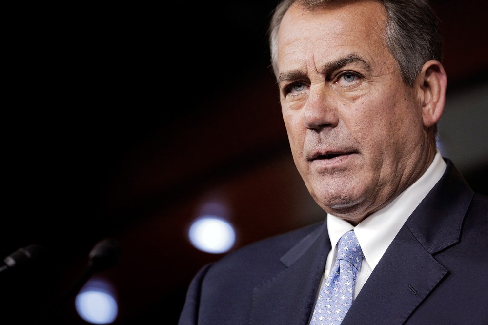 House Speaker Rep. John Boehner (R-OH) holds his weekly press conference at the U.S. Capitol on May 22, 2014 in Washington, DC.