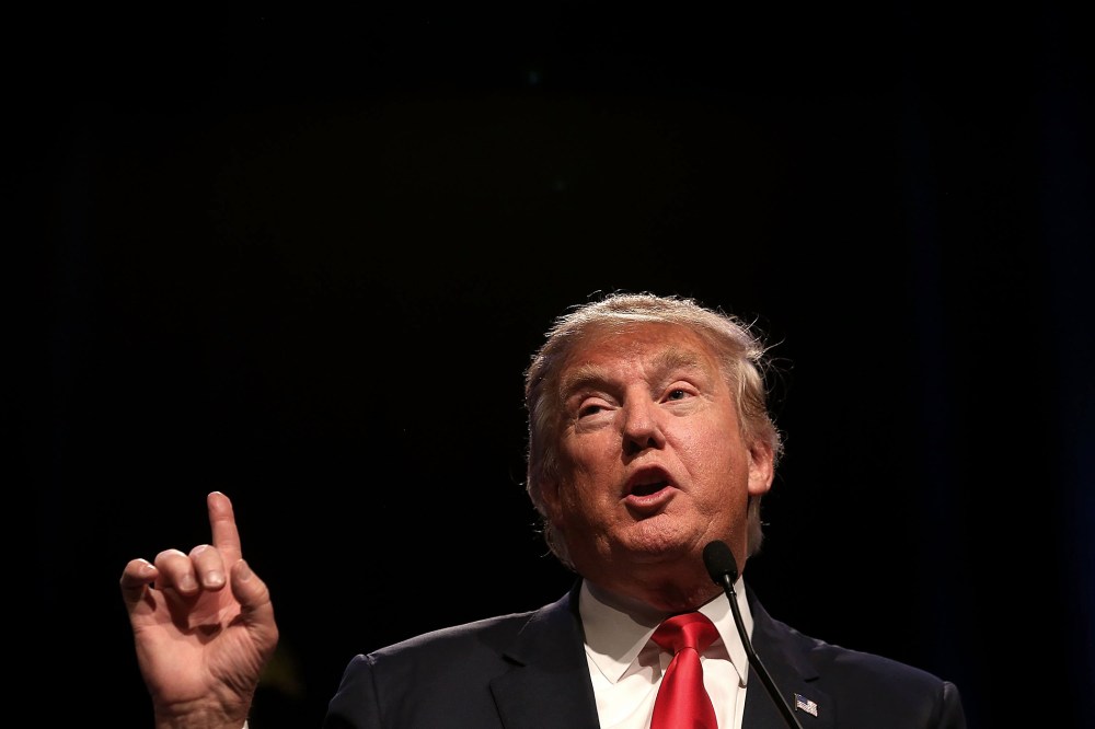 Republican presidential candidate Donald Trump speaks during a campaign rally at the Westgate Las Vegas Resort & Casino on Dec. 14, 2015 in Las Vegas, Nev. (Photo by Justin Sullivan/Getty)