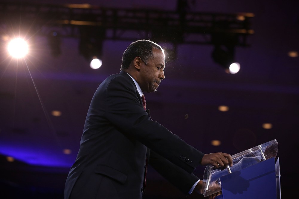 Republican presidential candidate Ben Carson speaks during CPAC 2016 March 4, 2016 in National Harbor, Md. (Photo by Alex Wong/Getty)