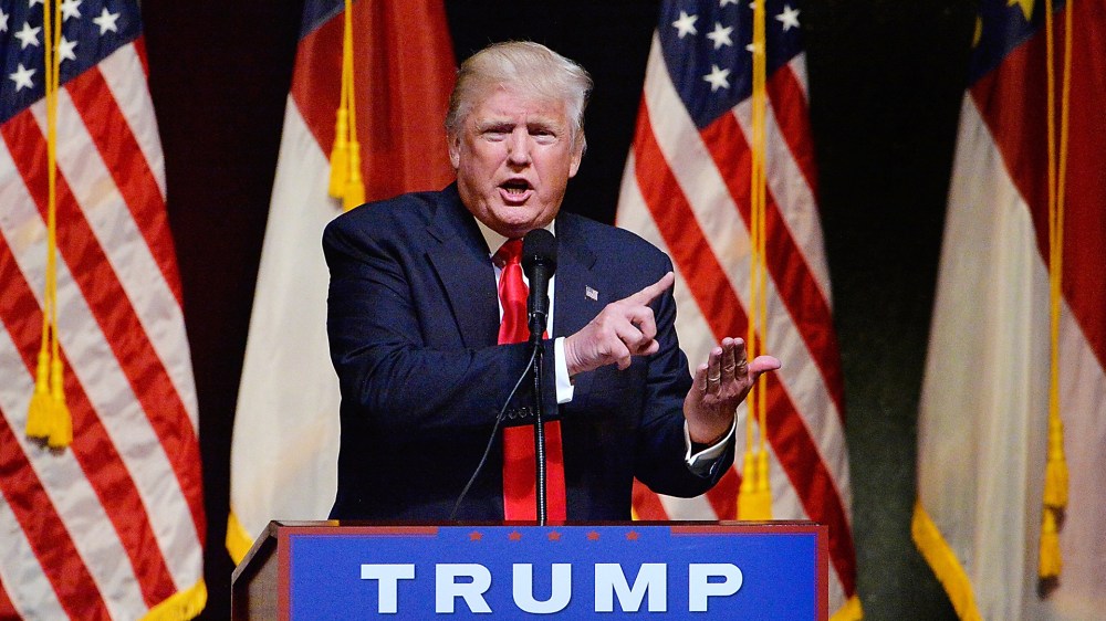 Presumptive Republican presidential nominee Donald Trump speaks during a campaign event at the Duke Energy Center for the Performing Arts on July 5, 2016 in Raleigh, N.C. (Photo by Sara D. Davis/Getty)