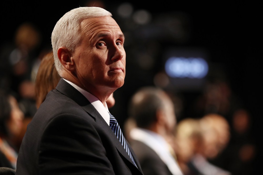 Republican vice presidential nominee Mike Pence waits for the start of the third U.S. presidential debate at the Thomas & Mack Center on Oct. 19, 2016 in Las Vegas, Nev. (Photo by Win McNamee/Getty)