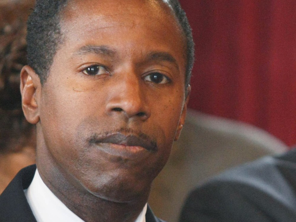 State Democratic Leader Malcolm A. Smith speaks to members of the media in the State Capitol March 12, 2008 in Albany, New York after New York state Governor Eliot Spitzer announced his resignation. (Photo by Daniel Barry/Getty Images)