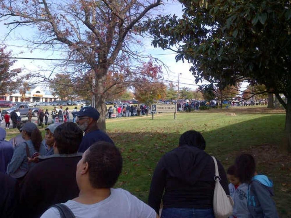 Early voting begins in Prince Georges County, Maryland - 6-hour wait in line to vote on first day of early voting in MD.
