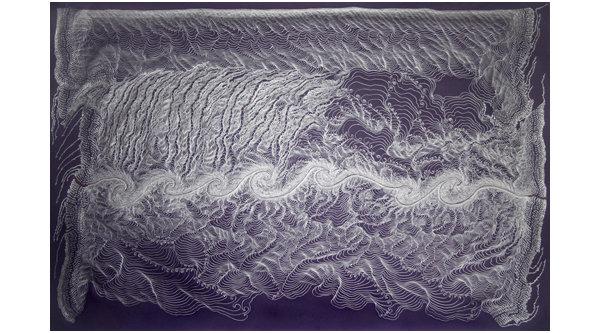 A-1 Asymmetric Resolve 25"x39" metallic gel pen on violet paper 2012
