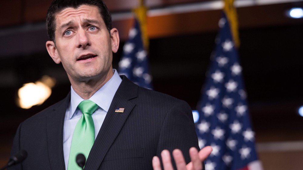 This file photo taken on April 28, 2016 shows US Speaker of the House Paul Ryan at the Capitol in Washington, DC. (Photo by Nicholas Kamm/AFP/Getty)