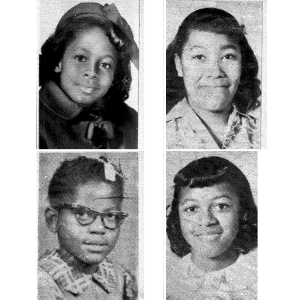 Clockwise from top left: Denise McNair, 11; Carole Robertson, 14; Addie Mae Collins, 14;  and Cynthia Wesley, 14. A former Ku Klux Klansman, Thomas Blanton Jr., 62,  was convicted of murder Tuesday, May 1, 2001, for the Sixteenth Street Baptist Church...