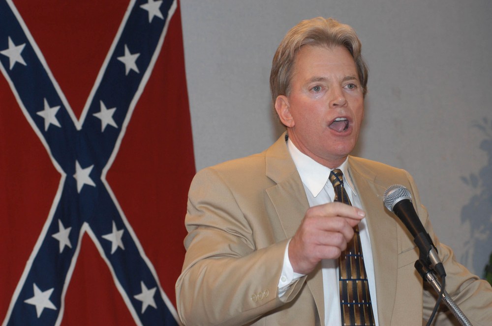 Former Ku Klux Klan leader David Duke speaks to supporters at a reception, May 29, 2004, in Kenner, La. (Photo by Burt Steel/AP)