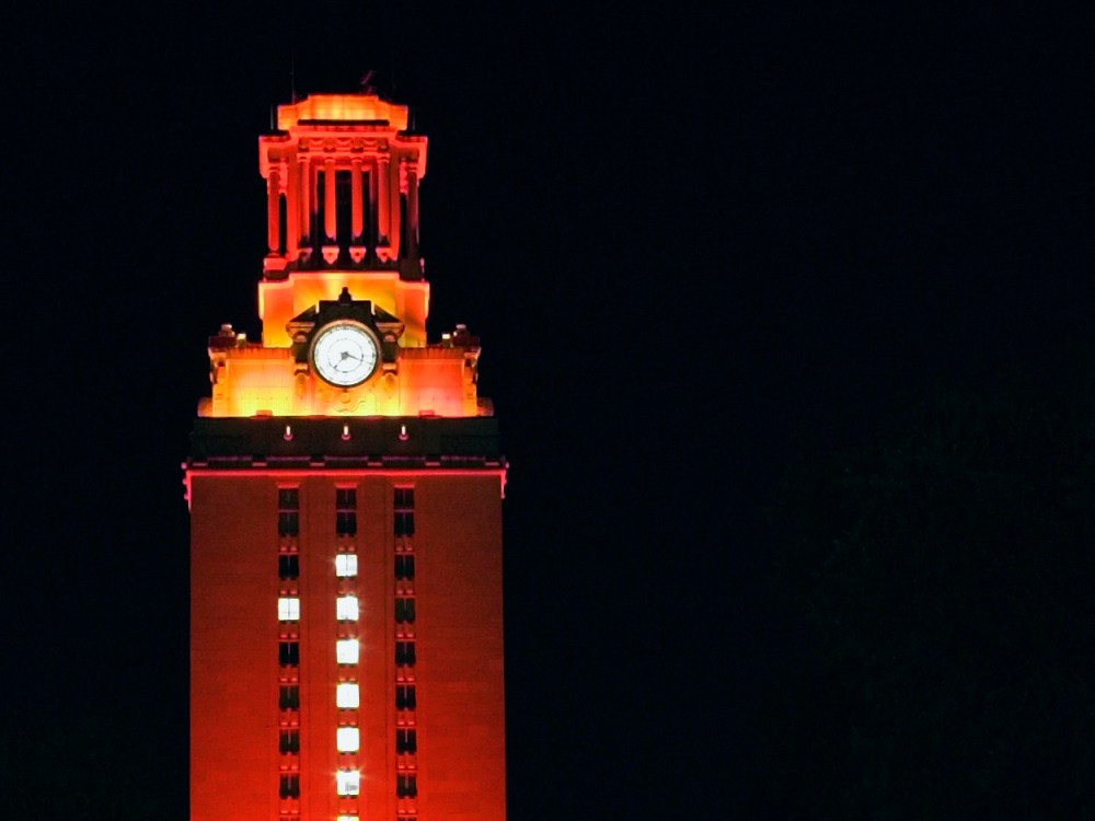 File Photo: This Jan. 5, 2006 file photo shows the Main Tower at the University of Texas in Austin, Texas. The Tower bathed in orange light and bearing a huge number one, celebrates the football team's win over Southern California in the Rose Bowl for...