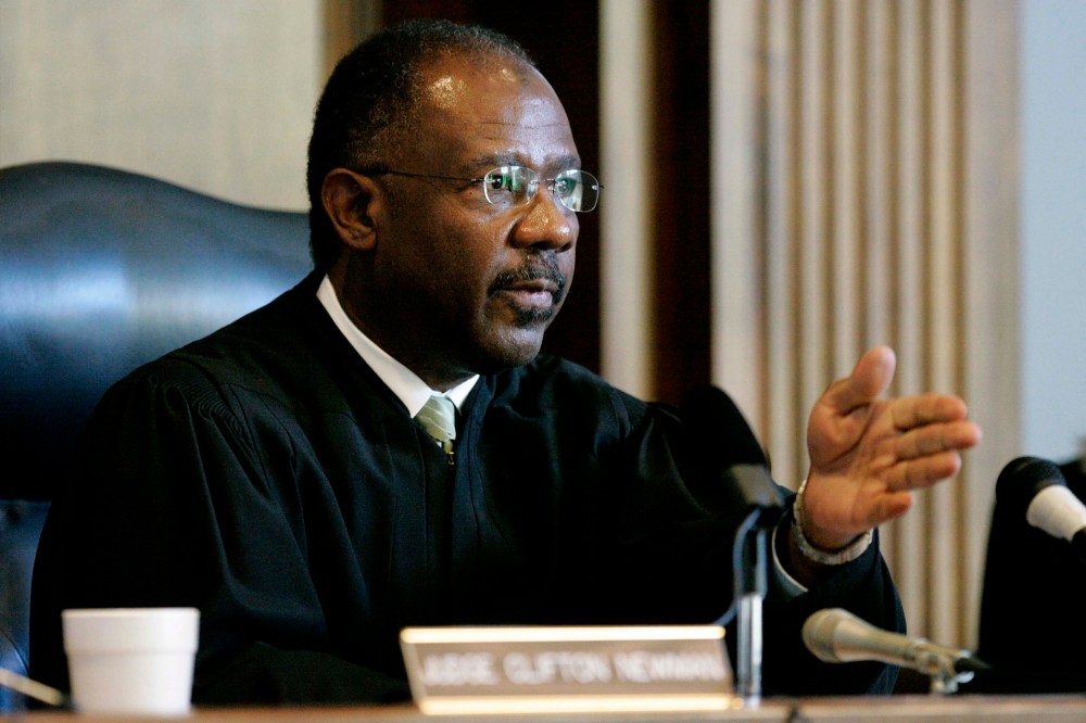 Judge Clifton Newman gestures in court in 2006, in St. Matthews, S.C. (Photo by Mary Ann Chastain/AP)