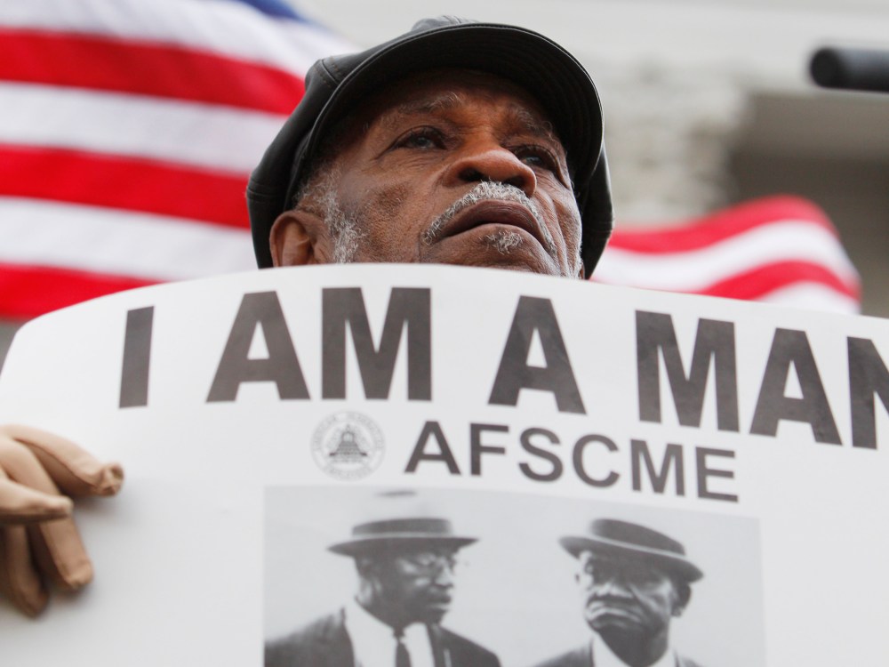 File Photo: Elmore Nickleberry of Memphis attends a Martin Luther King rally at the state Capitol in Madison, Wis., Monday, April 4, 2011. Nickleberry, a Memphis sanitation department worker went on strike in 1968 seeking better working condition and...