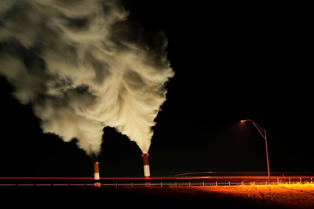 Smokestacks are seen at a coal-fired power plant in La Cygne, Kansas, Jan. 19, 2012.